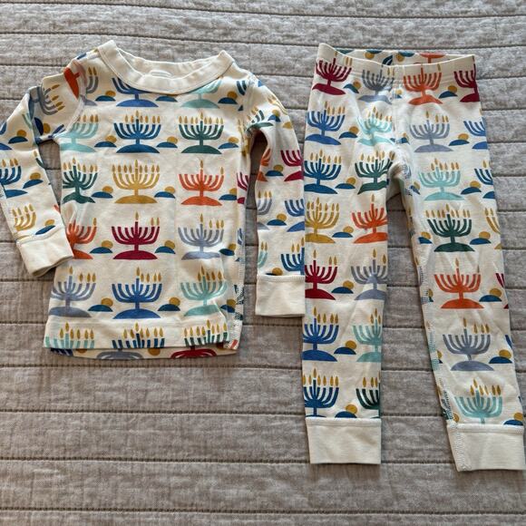 Hanna Andersson Kids Pajamas 3T Holiday Long John Rainbow Hanukkah NWOT - Picture 1 of 15